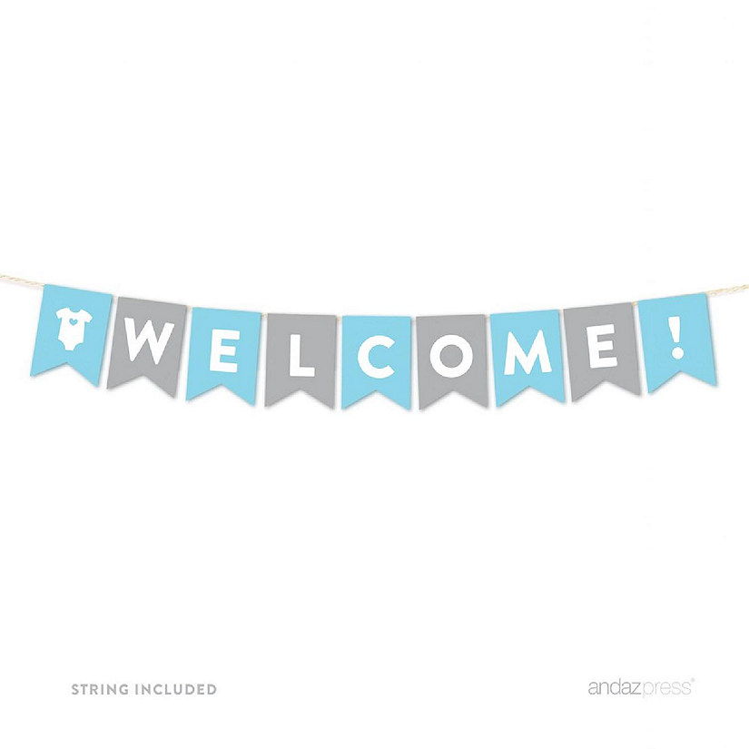 Blue Gray Welcome Banner - 4 x 5.5 Inch Image