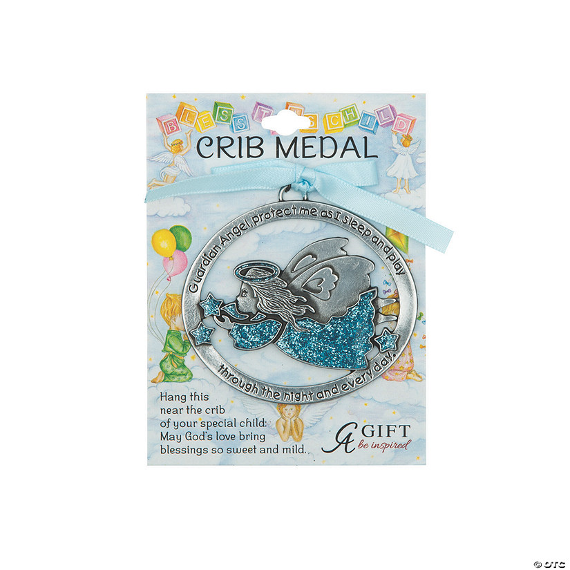 Blue Guardian Angel Crib Medal Image