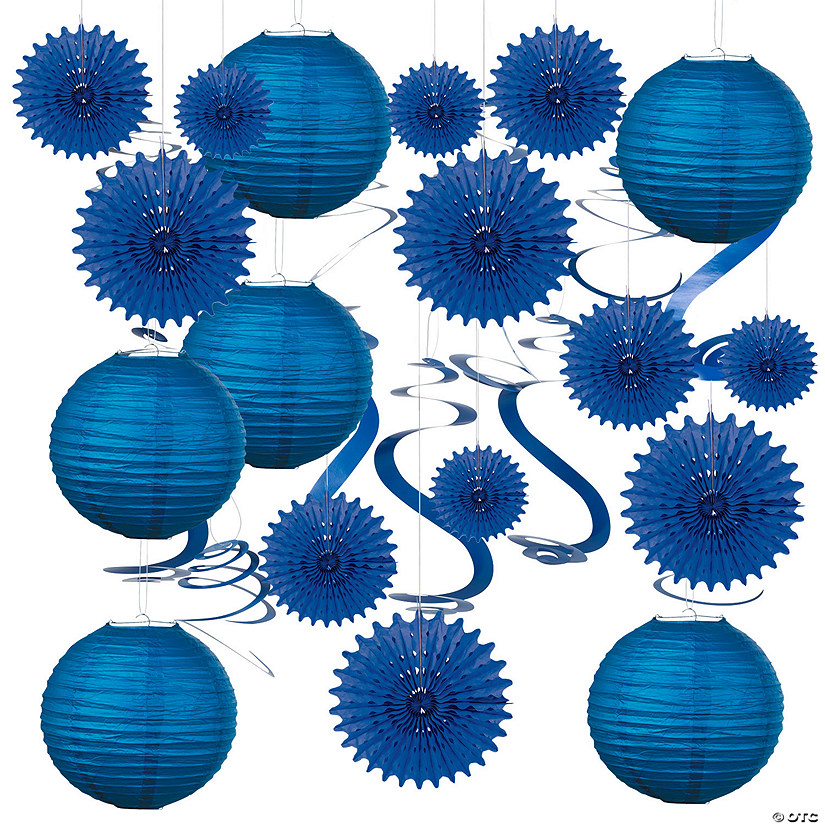 Blue Hanging Party Decorations Kit - 30 Pc. Image