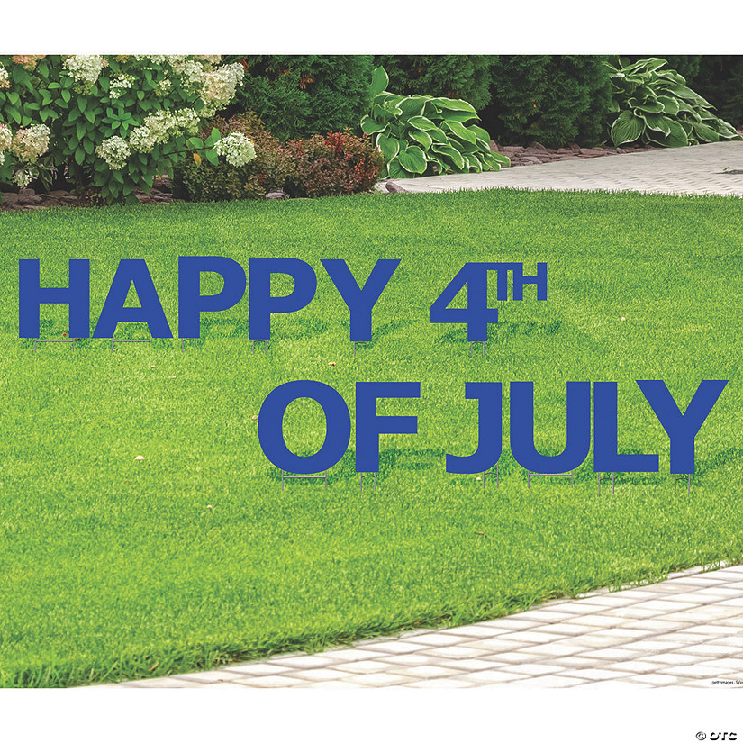 Blue Happy 4th of July Yard Sign Image