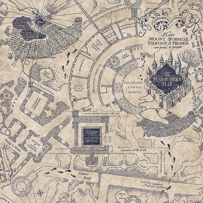 Blue Harry Potter Marauder's Map Peel and Stick Wallpaper Image