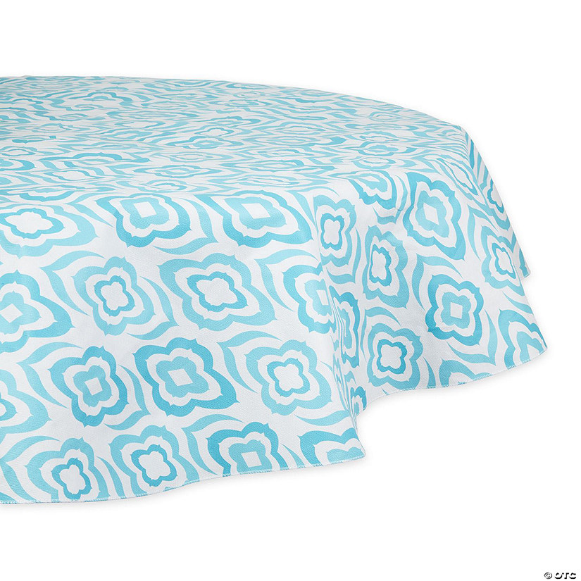 Blue Ikat Vinyl Tablecloth 70 Round Image