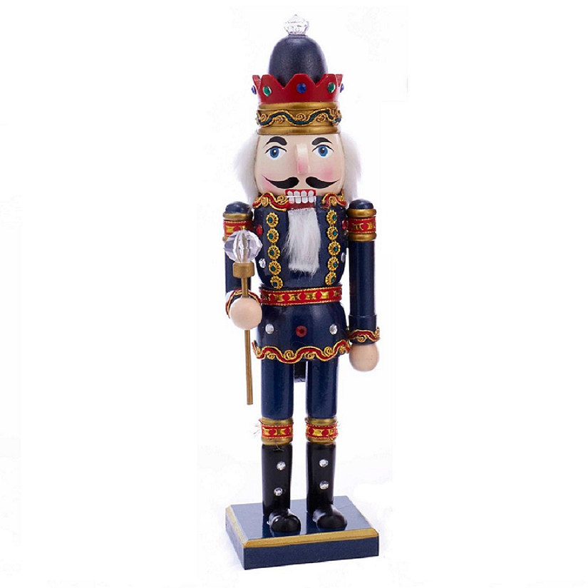 Blue King with Scepter Wood Christmas Nutcracker 15 Inch Decoration New Image