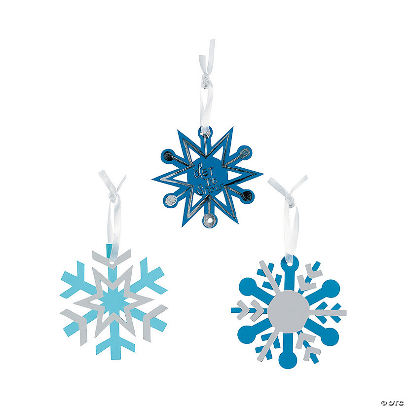 Blue Magic Color Scratch Snowflake Christmas Ornaments - 24 Pc. Image