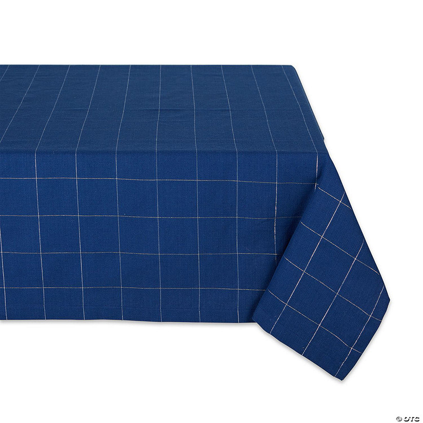 Blue Metallic Windowpane Tablecloth 52X52 Image