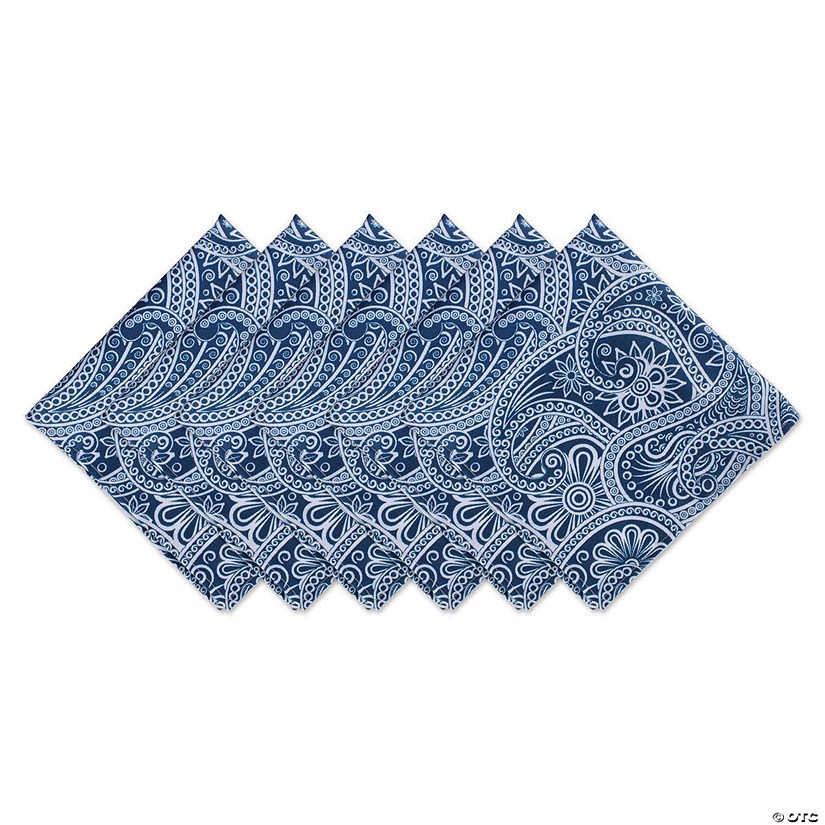 Blue Paisley Print Outdoor Napkin Set/6 Image