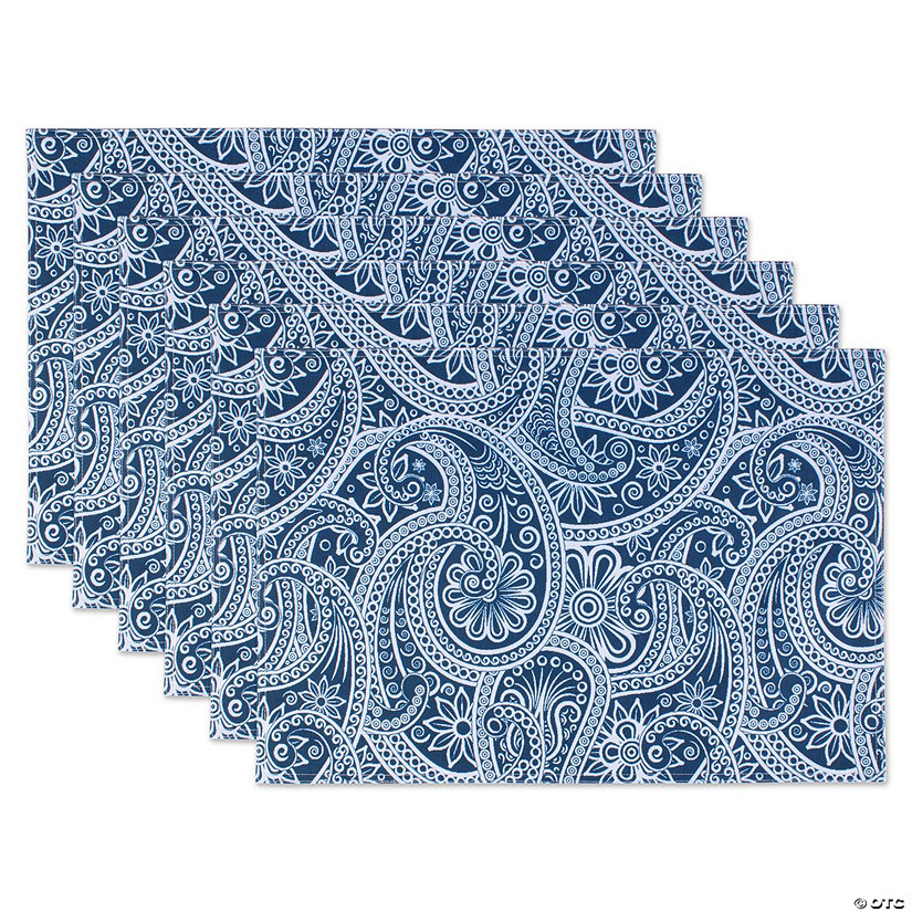 Blue Paisley Print Outdoor Placemat Set/6 Image