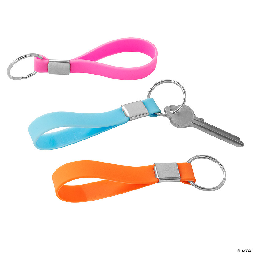 Blue Pink Orange Rubber Wristlet Keychains 12 Pc. Oriental Trading