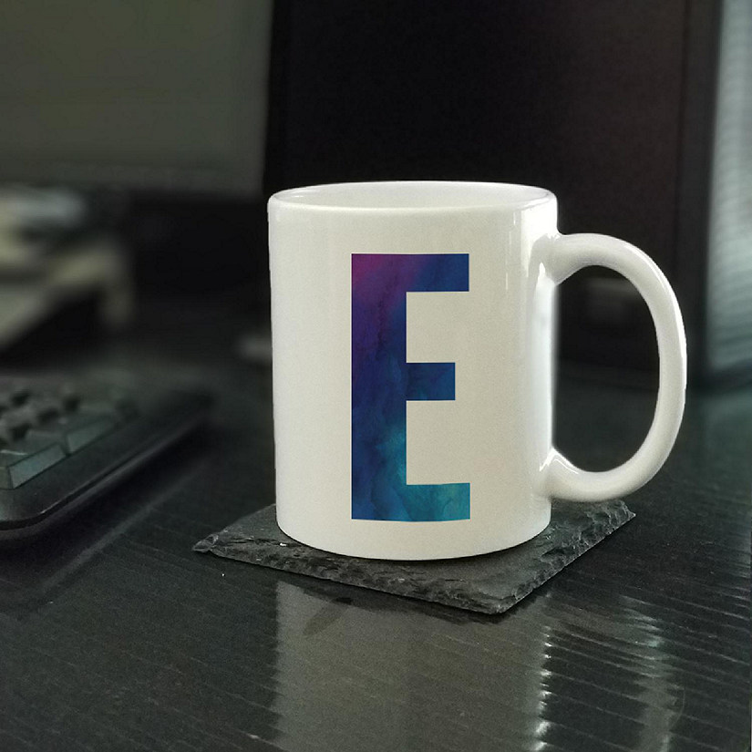 Blue Purple Watercolor Letter E mug Image