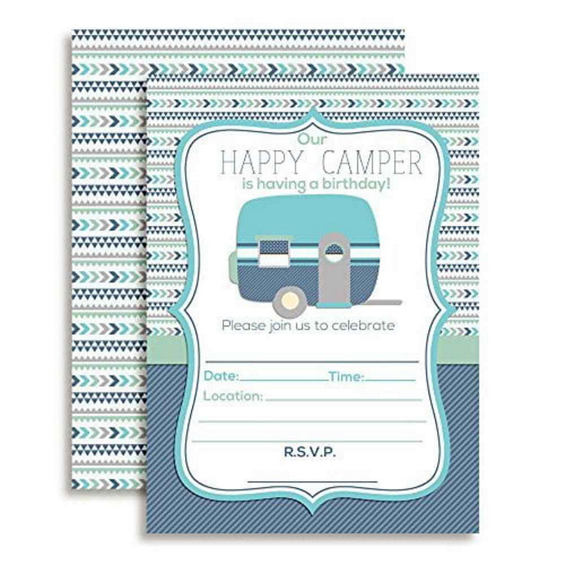 Blue Retro Camper Invitations 40pc. by AmandaCreation Image