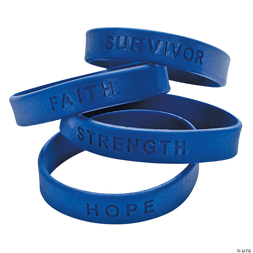 Blue Ribbon Awareness Sayings Rubber Bracelets - 24 Pc. Image