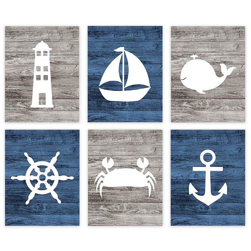 Blue Rustic Nautical Art 6Pk 8.5x11in Image