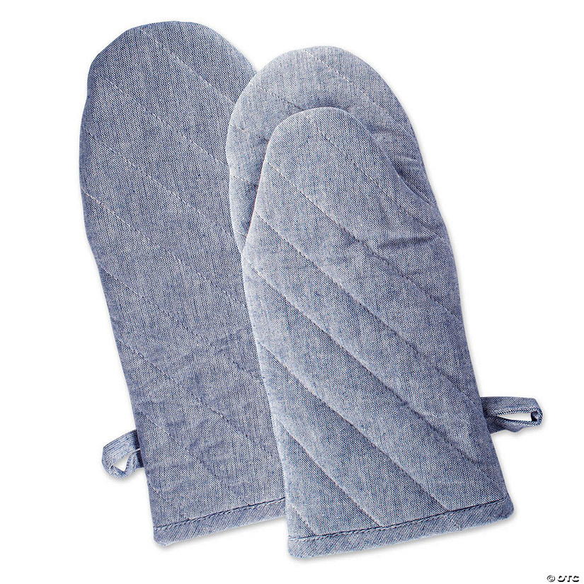 Blue Solid Chambray Oven Mitt (Set Of 2) Image