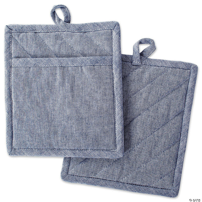 Blue Solid Chambray Potholder (Set Of 2) Image