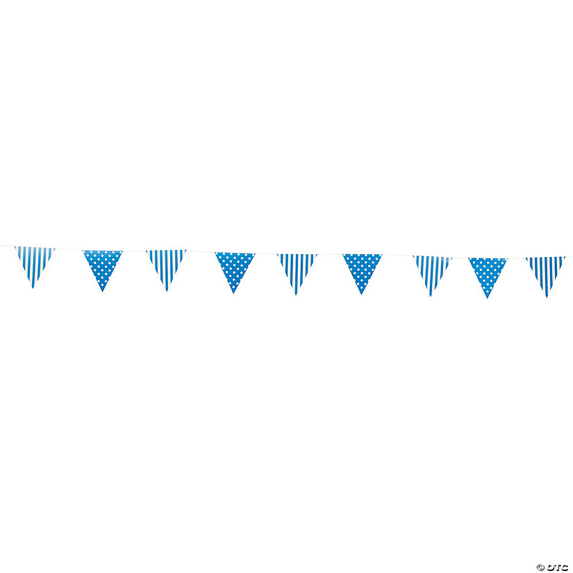Blue Striped & Polka Dot Paper Pennant Banner - Discontinued