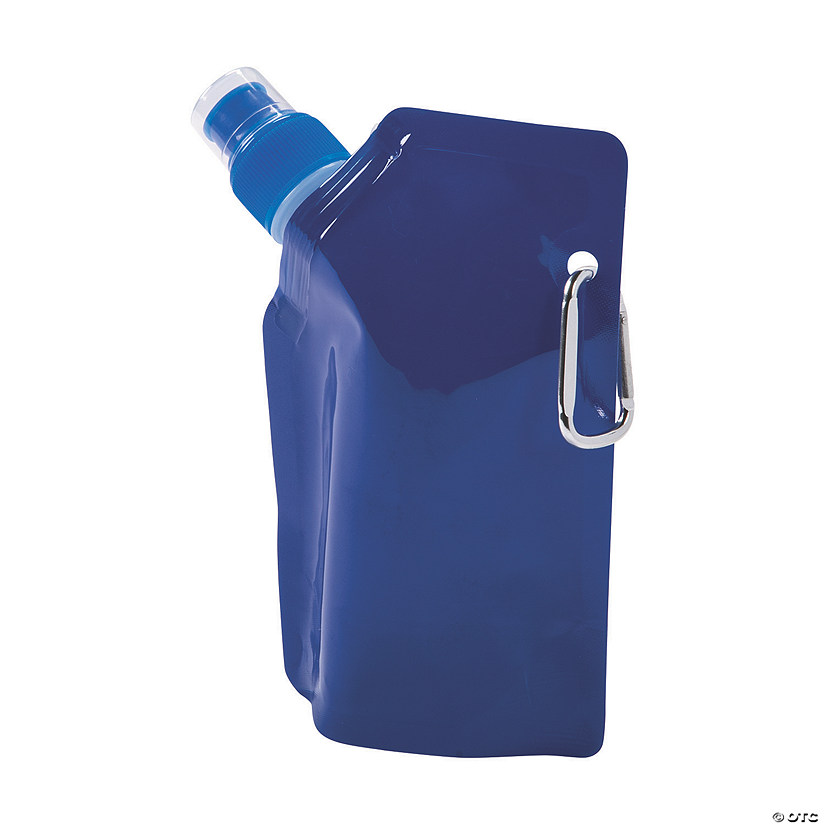 Blue Team Spirit Collapsible Plastic Water Bottles - 12 Ct. Image