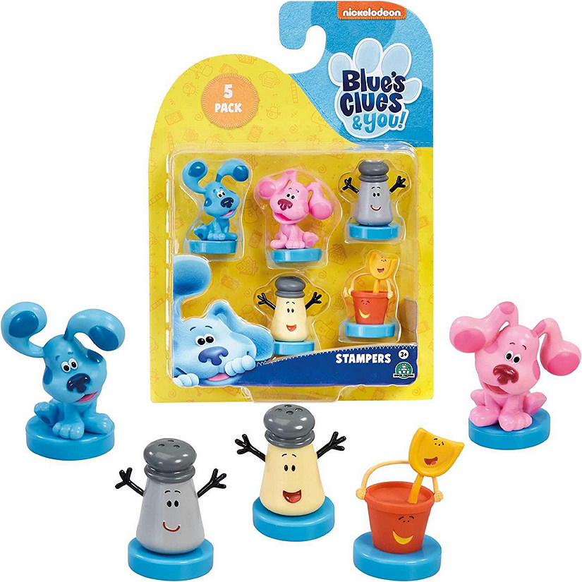 Blues Clues Stamps 5pk Shovel Pail Mrs Pepper Mr Salt Magenta Figure Set PMI International Image