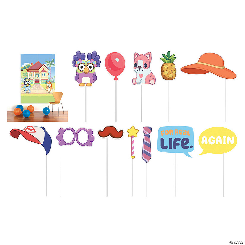 Bluey Party Scene Setter with Photo Stick Props - 16 Pc. Image