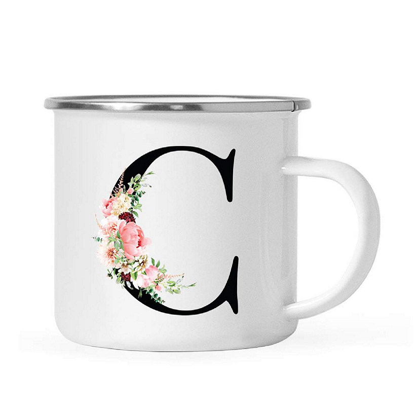 Blush Floral Monogram C 11oz Camp Mug Image