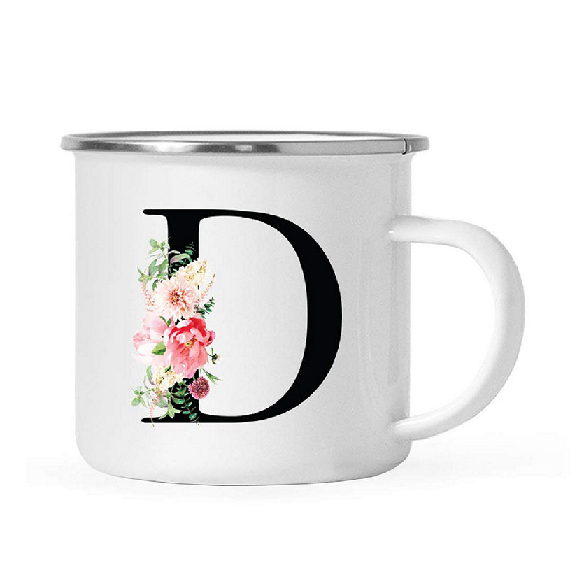 Blush Floral Monogram D 11oz Camp Mug Image