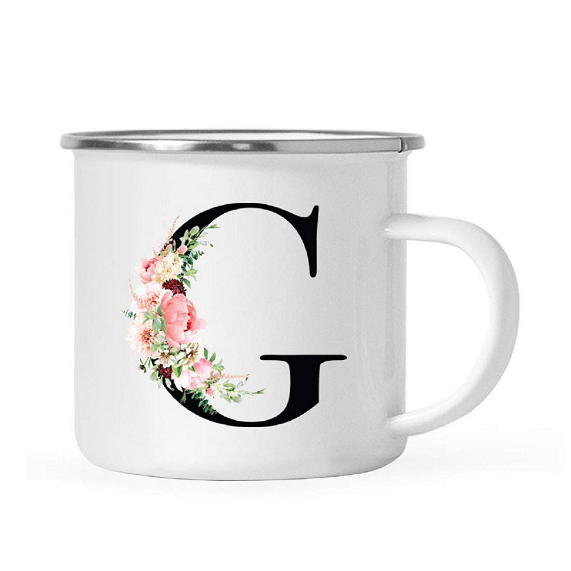 Blush Floral Monogram G 11oz Camp Mug Image