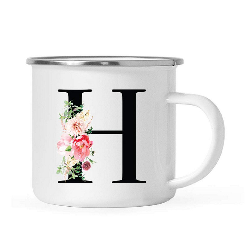 Blush Floral Monogram H 11oz Camp Mug Image