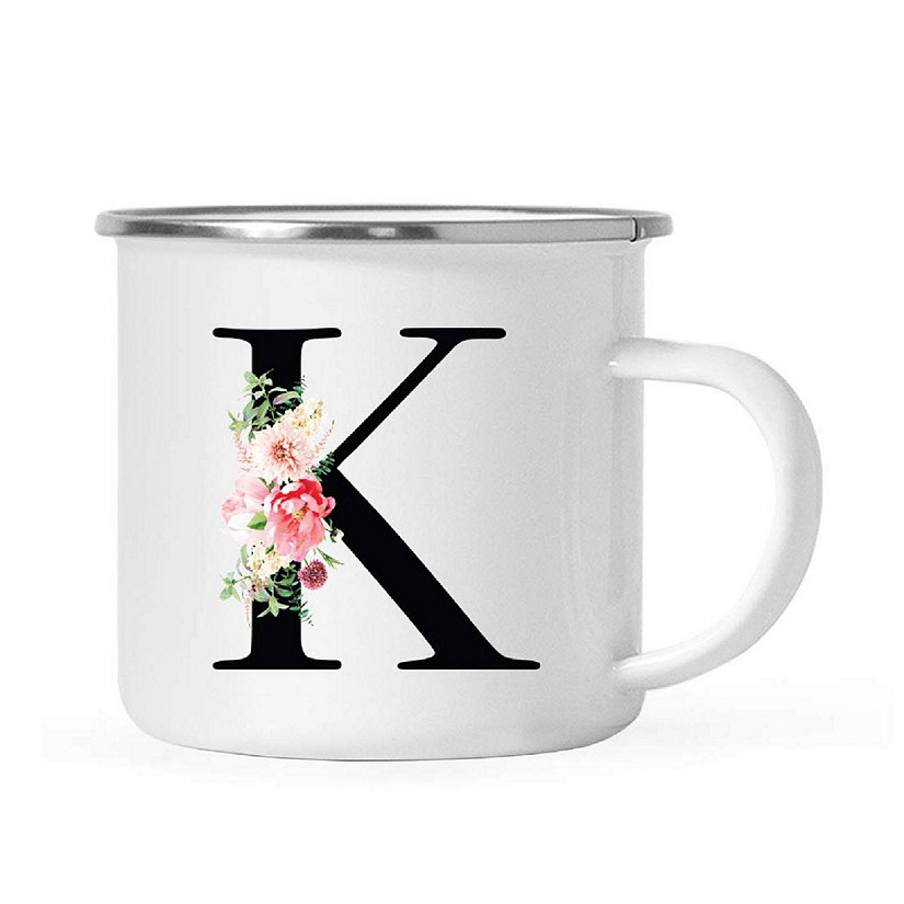 Blush Floral Monogram K 11oz Camp Mug Image