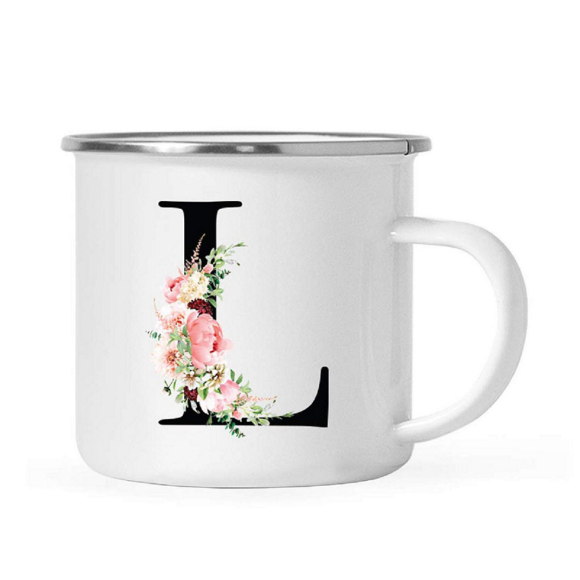 Blush Floral Monogram L 11oz Camp Mug Image