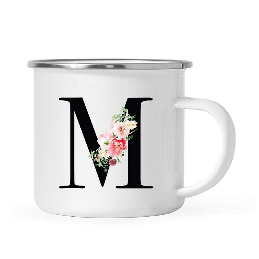 Blush Floral Monogram M 11oz Camp Mug Image