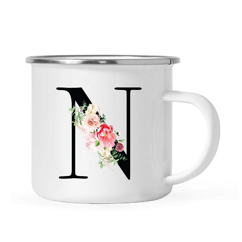 Blush Floral Monogram N 11oz Camp Mug Image