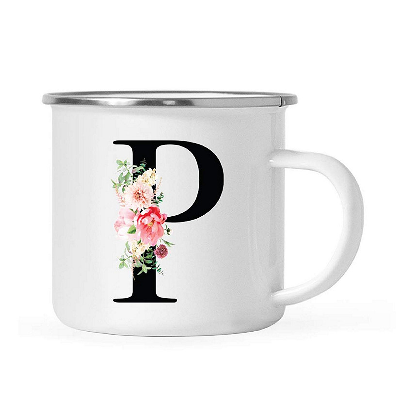 Blush Floral Monogram P 11oz Camp Mug Image