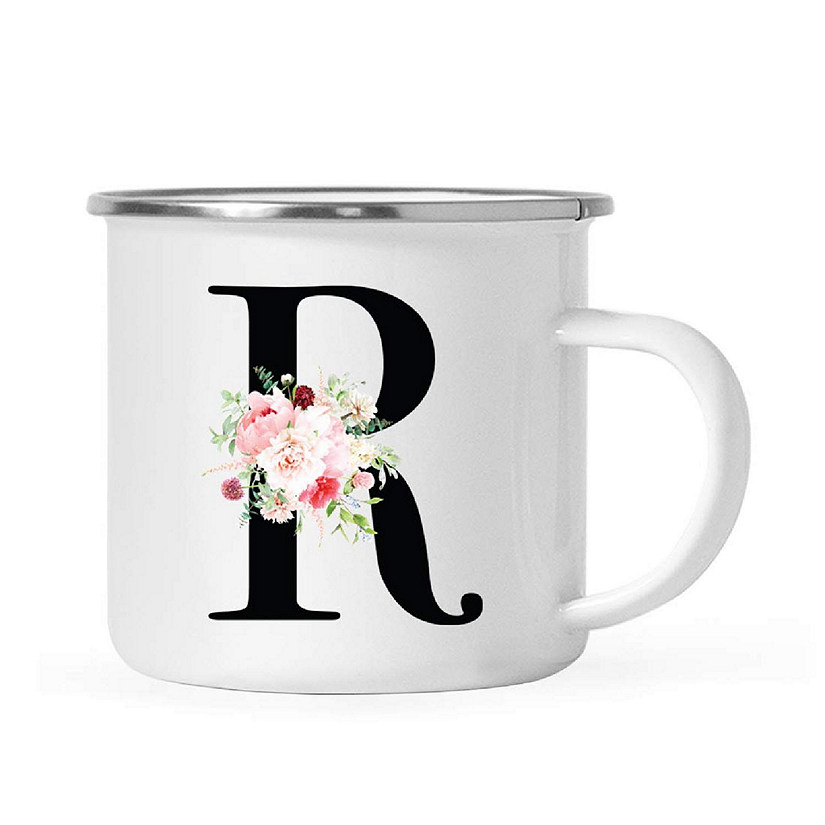 Blush Floral Monogram R 11oz Camp Mug Image