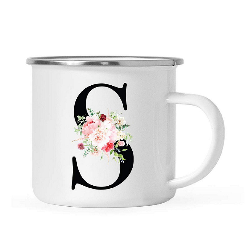Blush Floral Monogram S 11oz Camp Mug Image