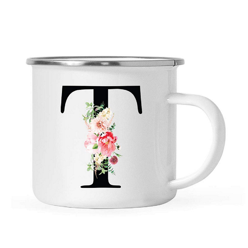 Blush Floral Monogram T 11oz Camp Mug Image