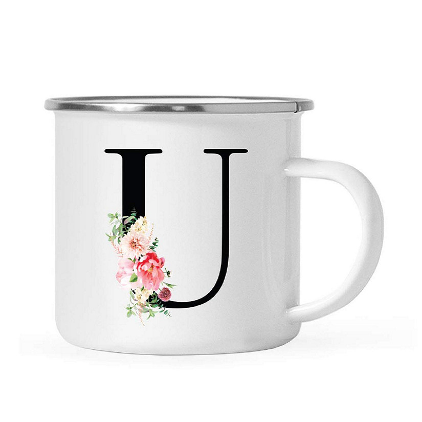 Blush Floral Monogram U 11oz Camp Mug Image