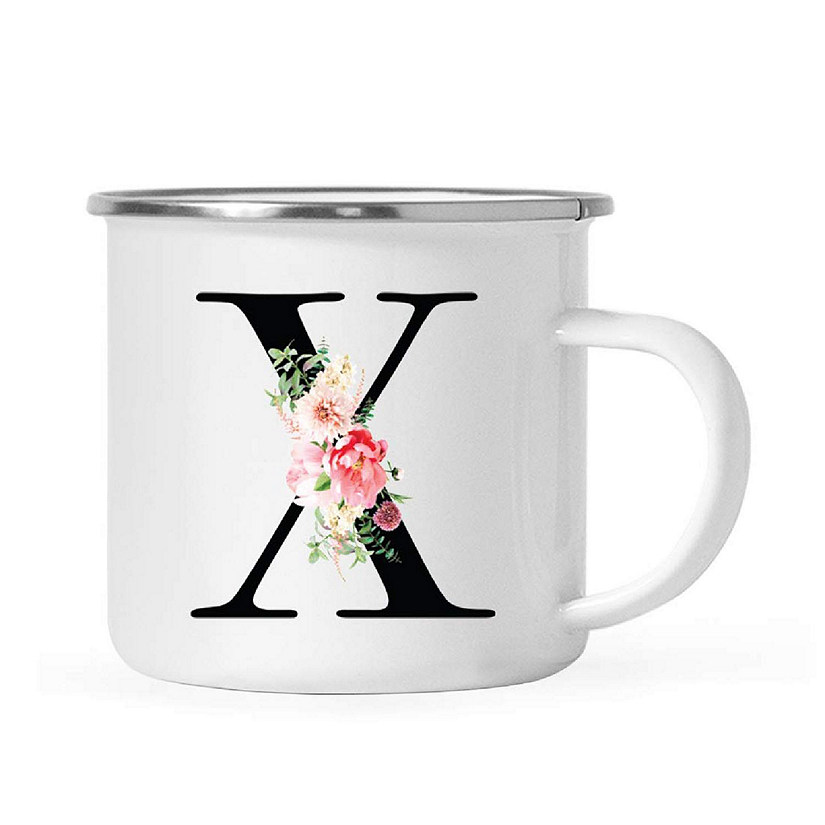 Blush Floral Monogram X 11oz Camp Mug Image