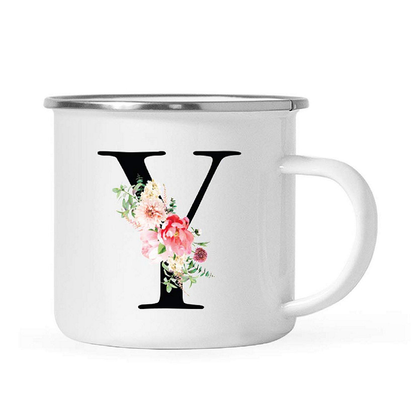 Blush Floral Monogram Y 11oz Camp Mug Image