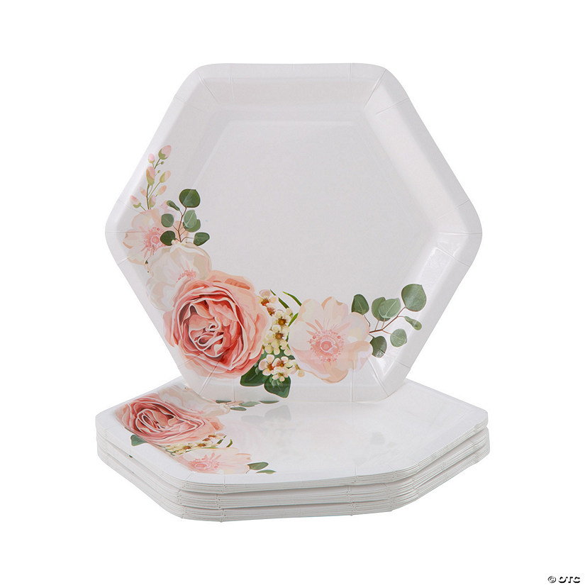 Blush Floral Paper Dessert Plates - 24 Ct. Image