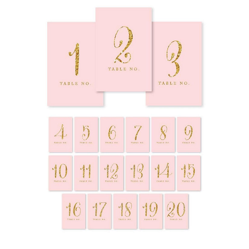 Blush Gold Glitter Table Numbers 1-20 Image