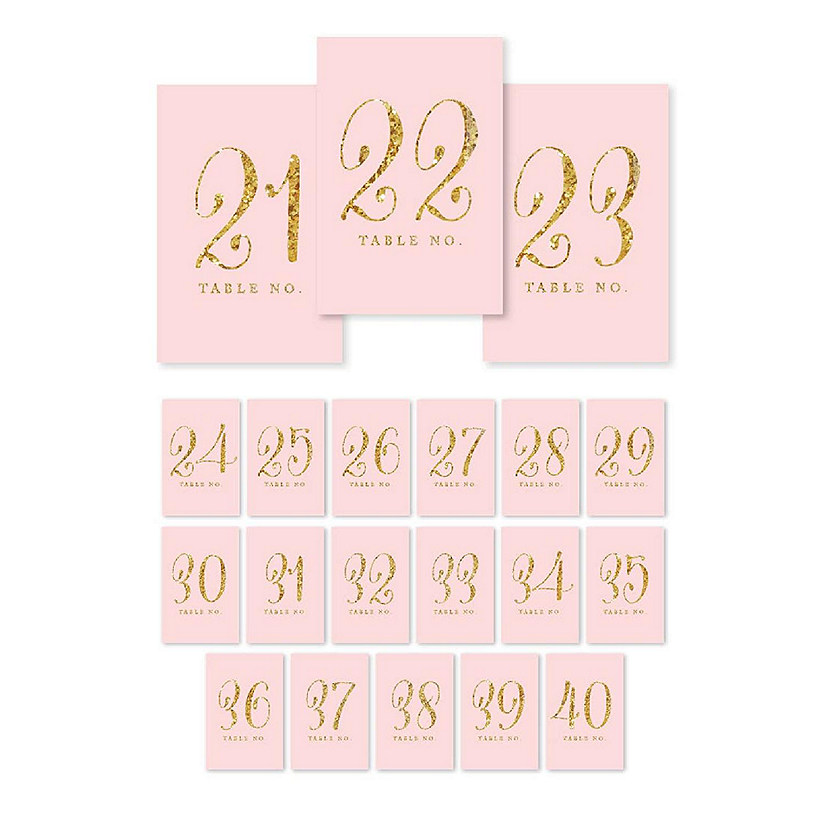 Blush Gold Glitter Table Numbers 21-40 Image