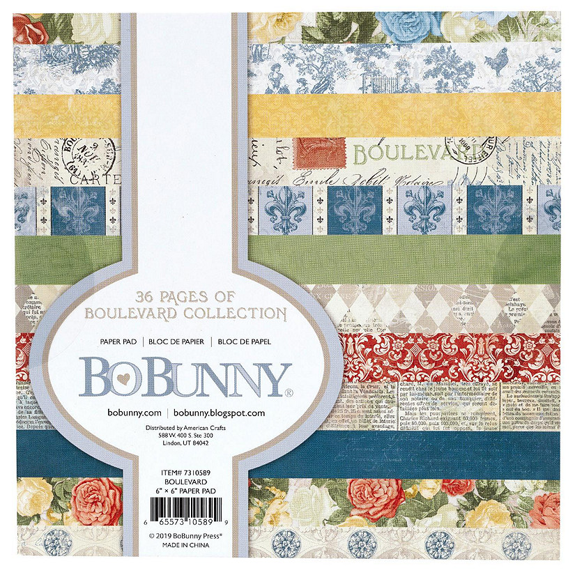 BoBunny Single-Sided Paper Pad 6"X6" 36/Pkg-Boulevard, 12 Designs/3 Each Image