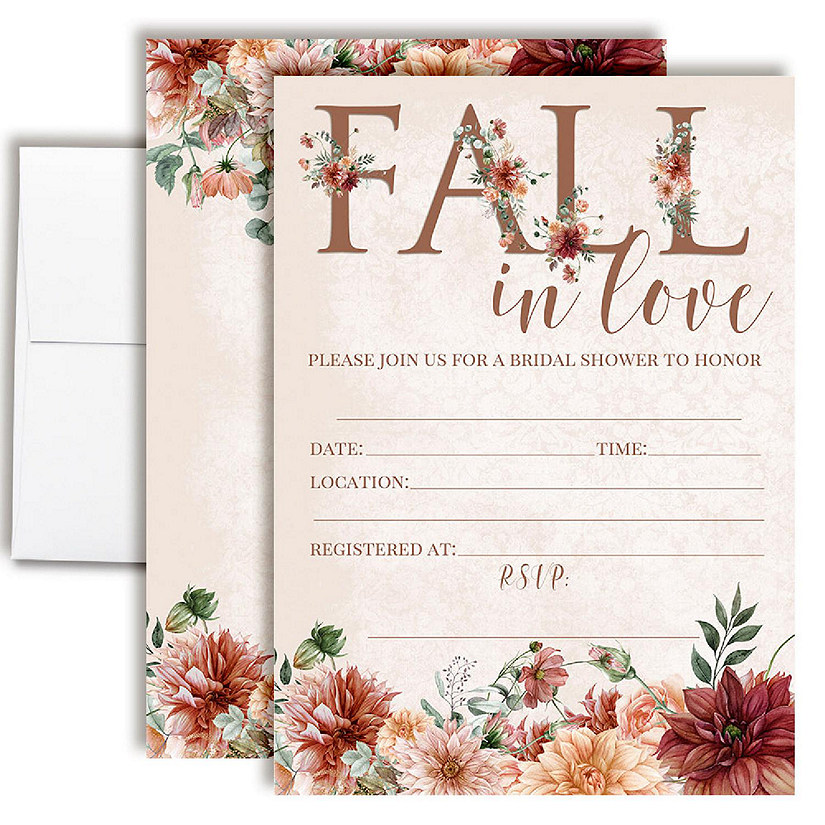 Boho Fall In Love Bridal Shower Party Invitations Image