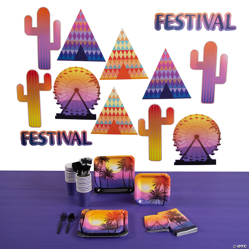 Boho Festival Party Tableware Kit for 8 Guests