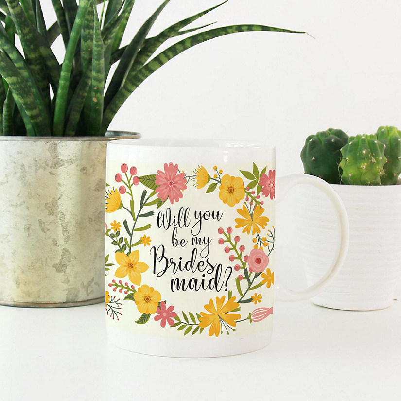 Boho Floral Be My Bridesmaid Mug Image
