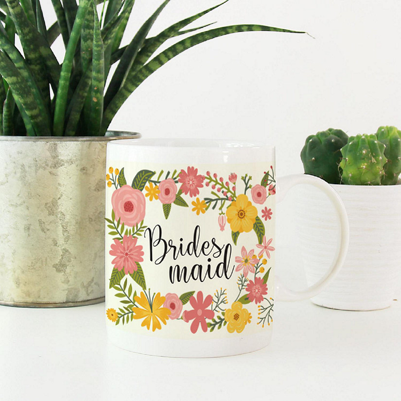 Boho Floral Bridesmaid Ceramic Mug Image