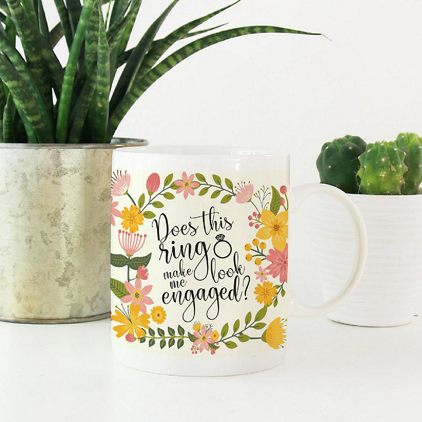 Boho Floral Engaged Ring Mug Image