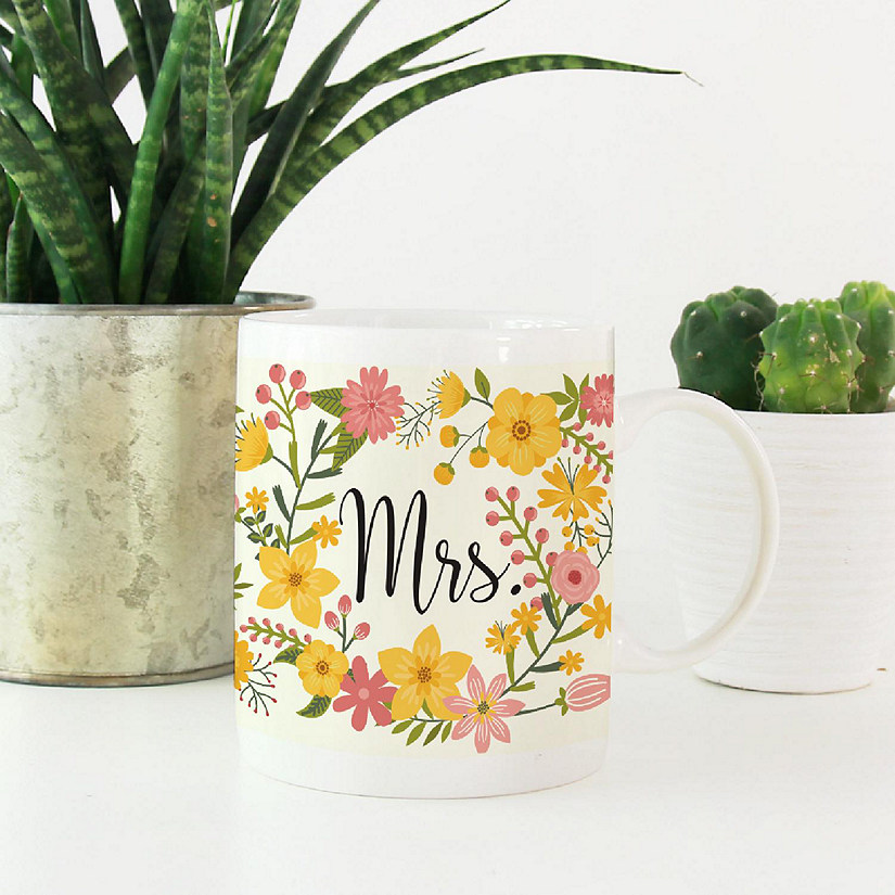 Boho Floral Mrs Ceramic Mug Image