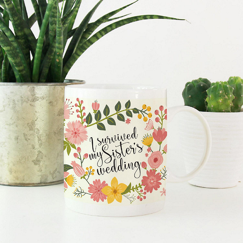 Boho Floral Survived Sister Wedding Mug Image