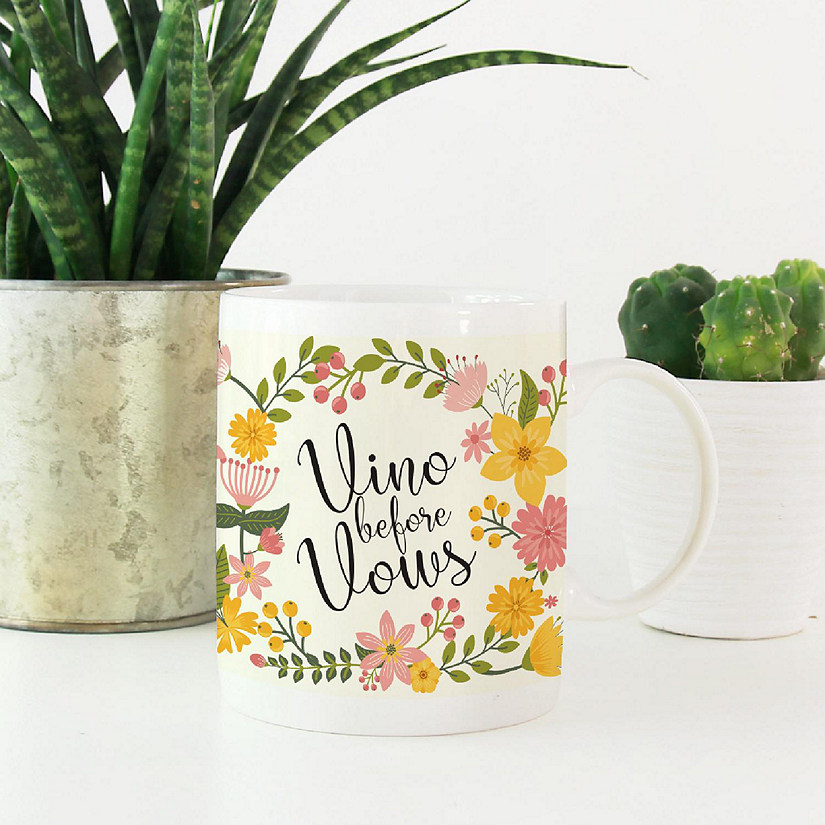 Boho Floral Vino Before Vows Mug Image