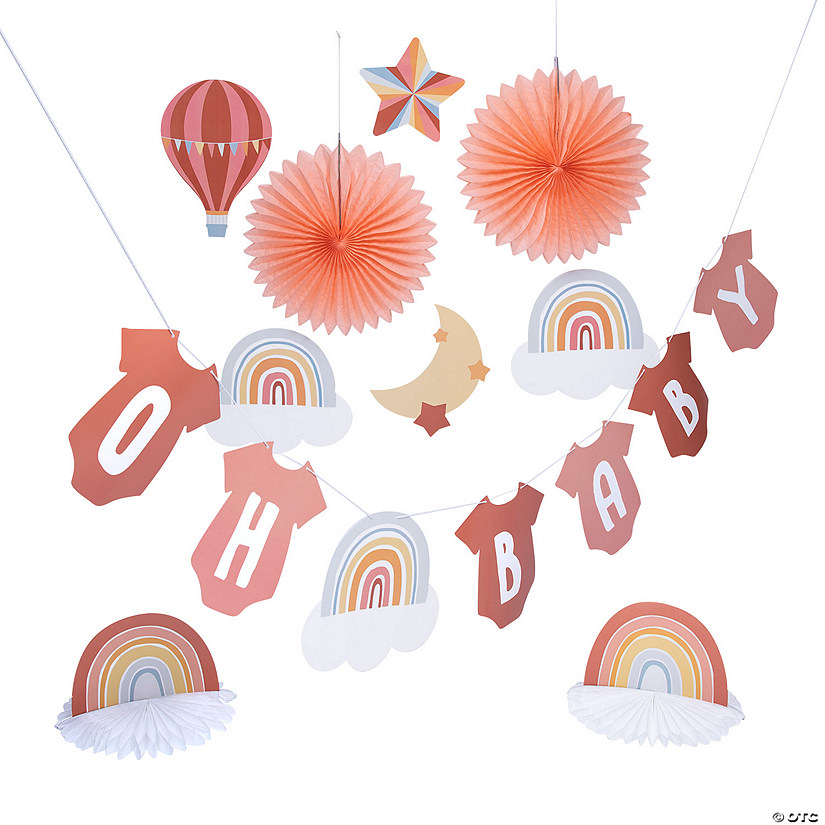 Boho Rainbow Baby Shower Decorating Kit - 10 Pc. Image